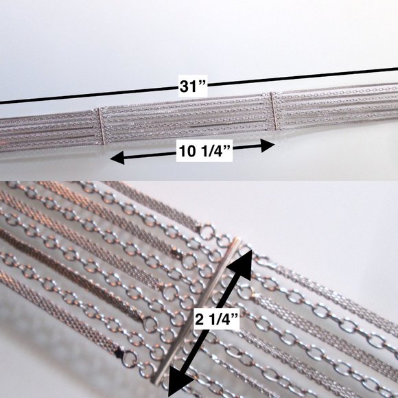 Vintage Multi Strand Chain Belt Shiny Silver Tone Mesh - Picture 7 of 9